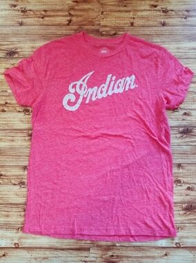 Lucky Brand Indian Motorcycle Men's Medium Red Graphic Shirt Distressed